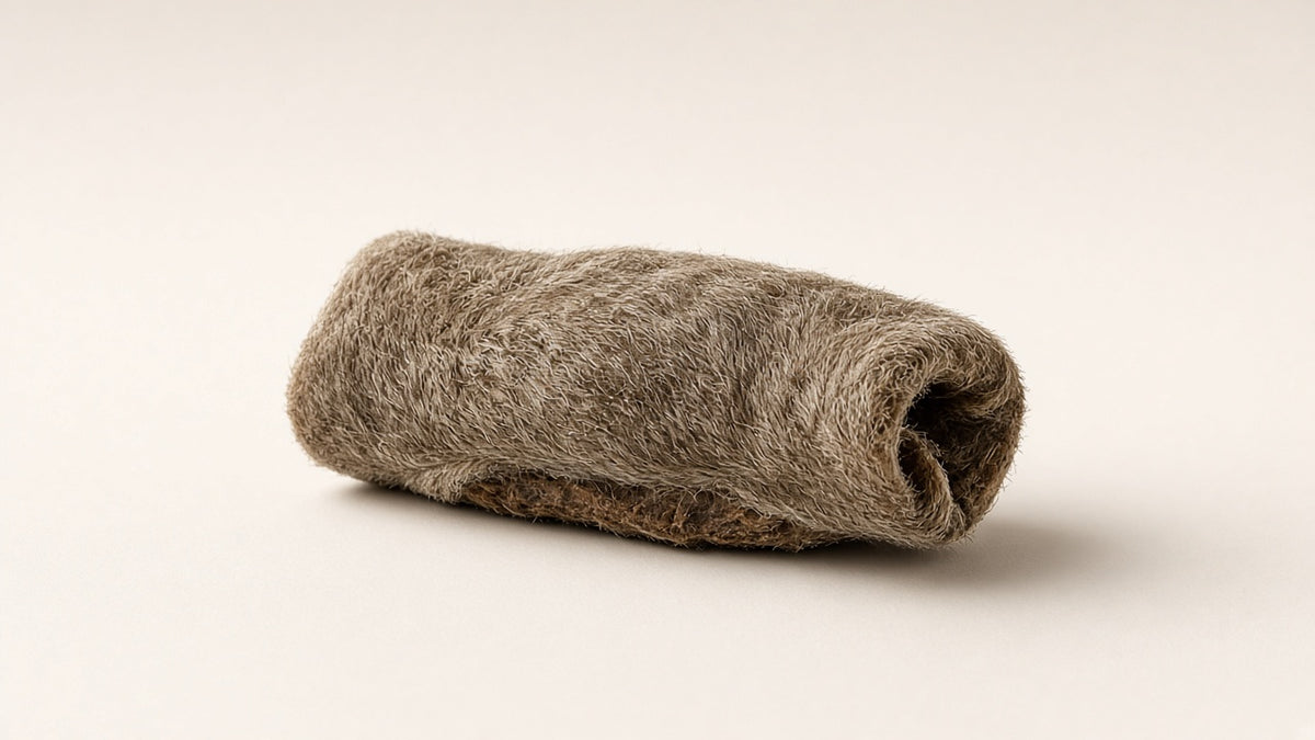 Sheep skin jerky roll clean white catalog photo