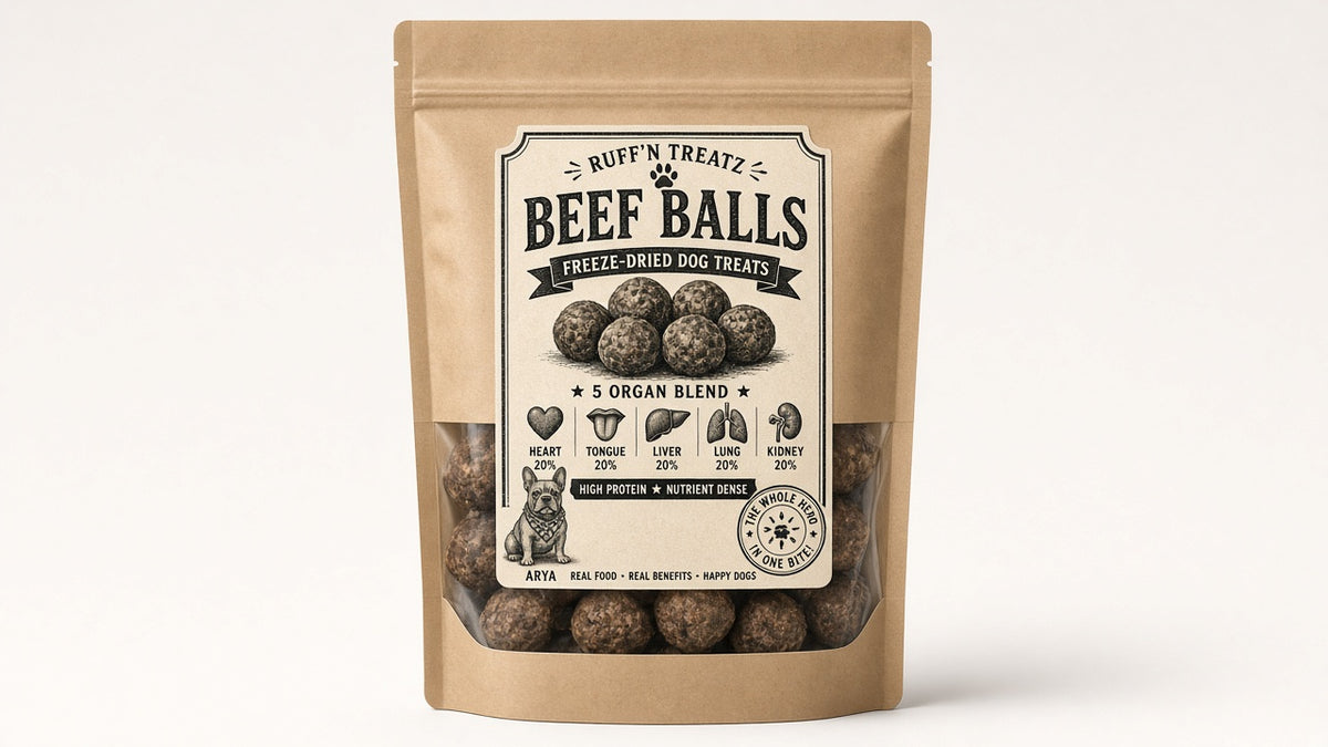 Ruff'n Treatz Beef Balls kraft bag — main product photo