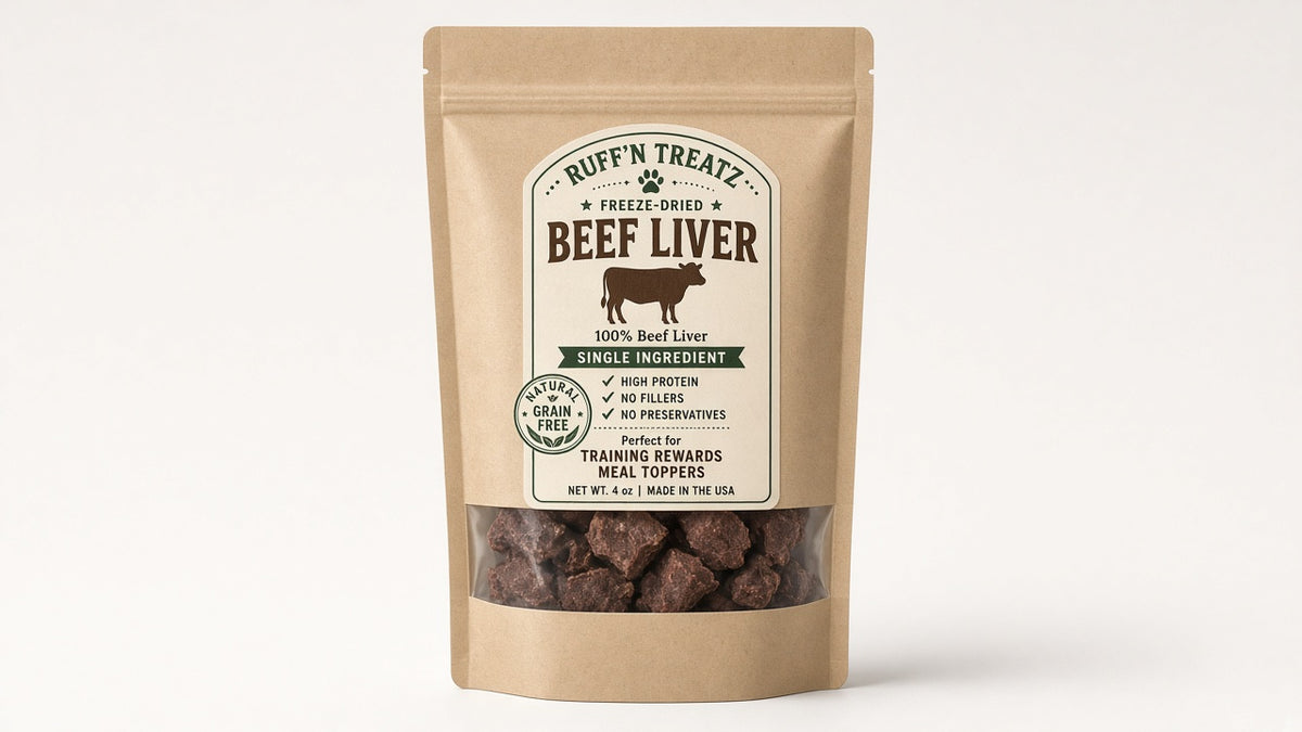 Ruff'n Treatz Freeze-Dried Beef Liver kraft bag — main product photo