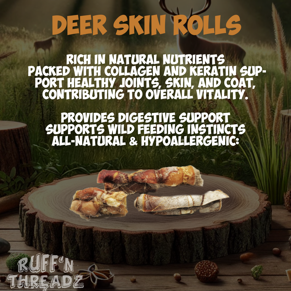 Deer Skin Jerky Rolls All Natural Dog Chews