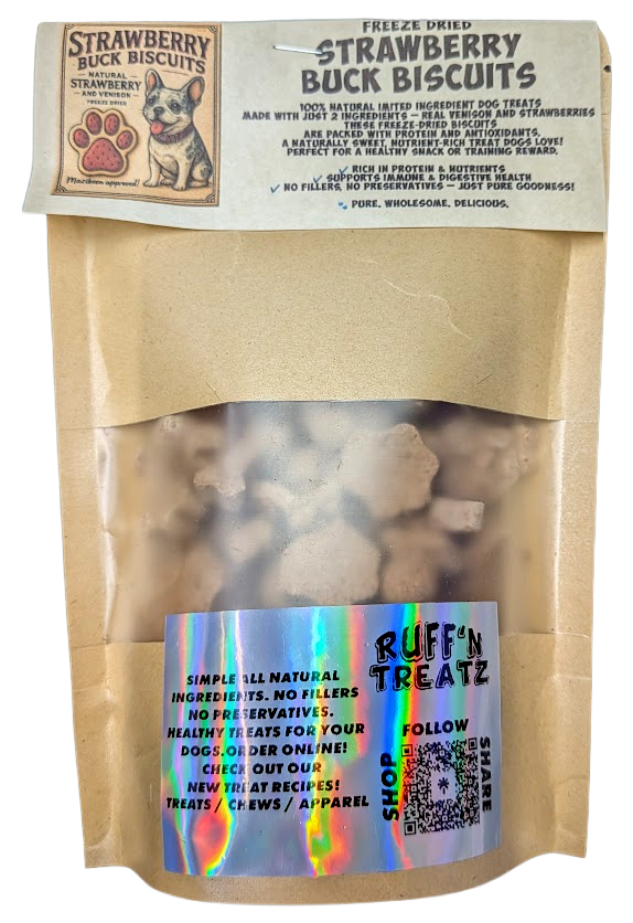 Strawberry Buck Biscuits Freeze Dried Dog Biscuit Treats