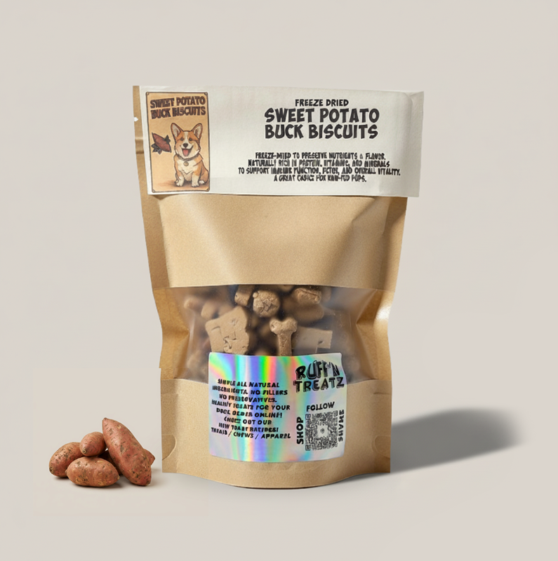 Sweet Potato Buck Biscuits Freeze Dried Dog Biscuit Treats
